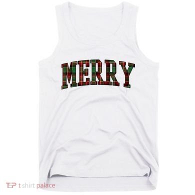 Merry Plaid Holiday Christmas Tank Top