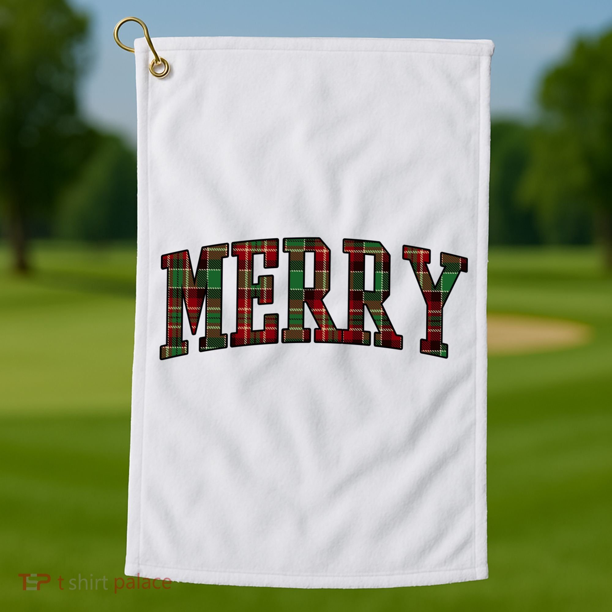 Merry Plaid Holiday Christmas Golf Towel
