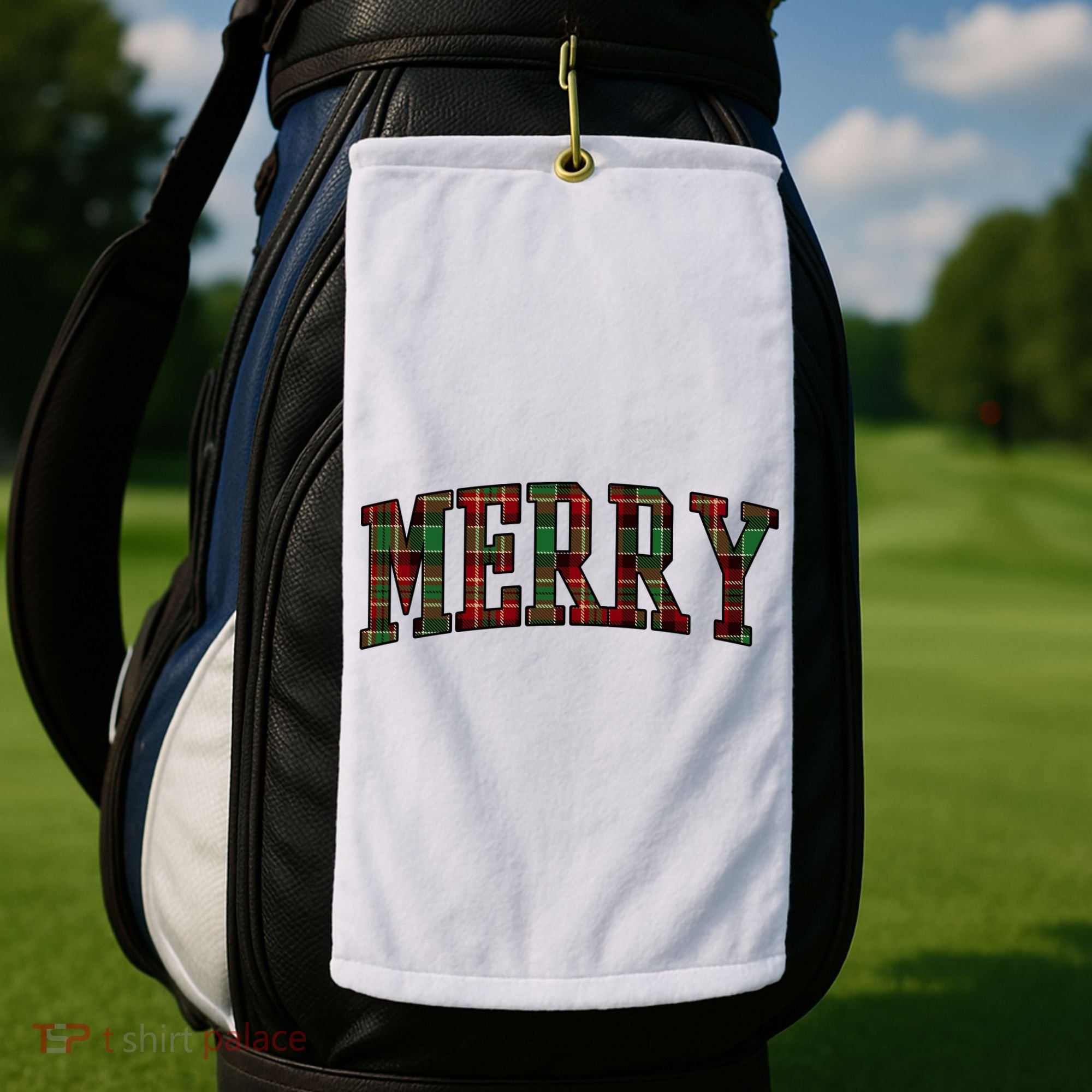 Merry Plaid Holiday Christmas Golf Towel