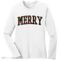 Merry Plaid Holiday Christmas Women's Long Sleeve Shirt thumb 0