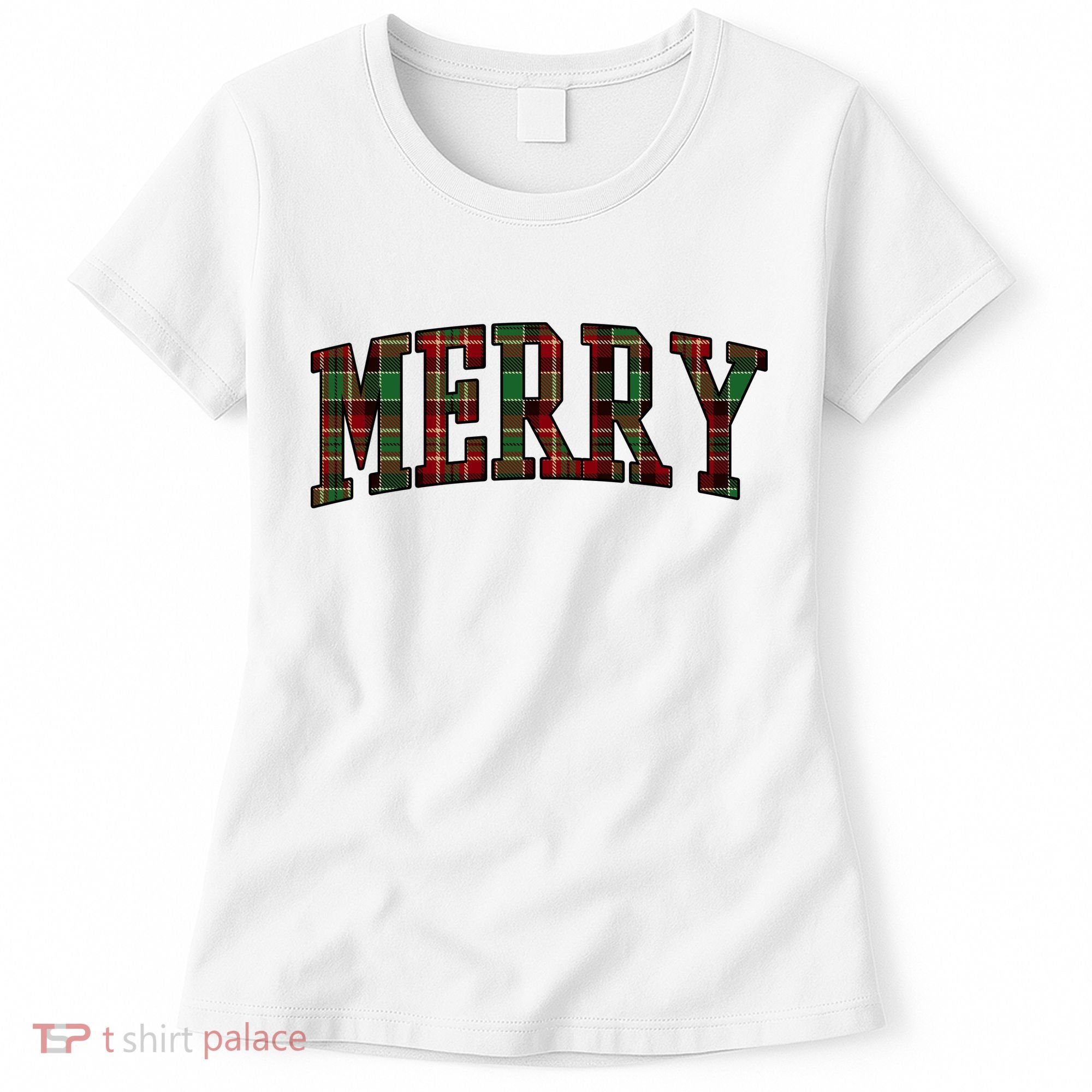 Merry Plaid Holiday Christmas Women's T-Shirt