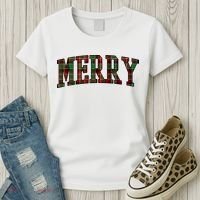 Merry Plaid Holiday Christmas Women's T-Shirt thumb 3