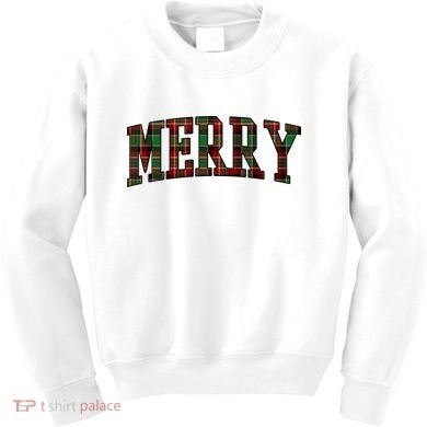 Merry Plaid Holiday Christmas Kids Sweatshirt