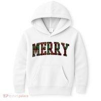 Merry Plaid Holiday Christmas Kids Hoodie thumb 0
