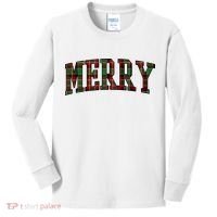 Merry Plaid Holiday Christmas Kids Long Sleeve Shirt thumb 0