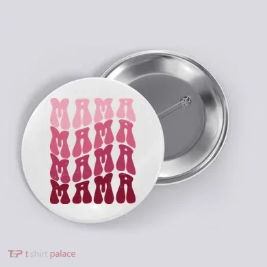Mama Pink Hippie Retro Button