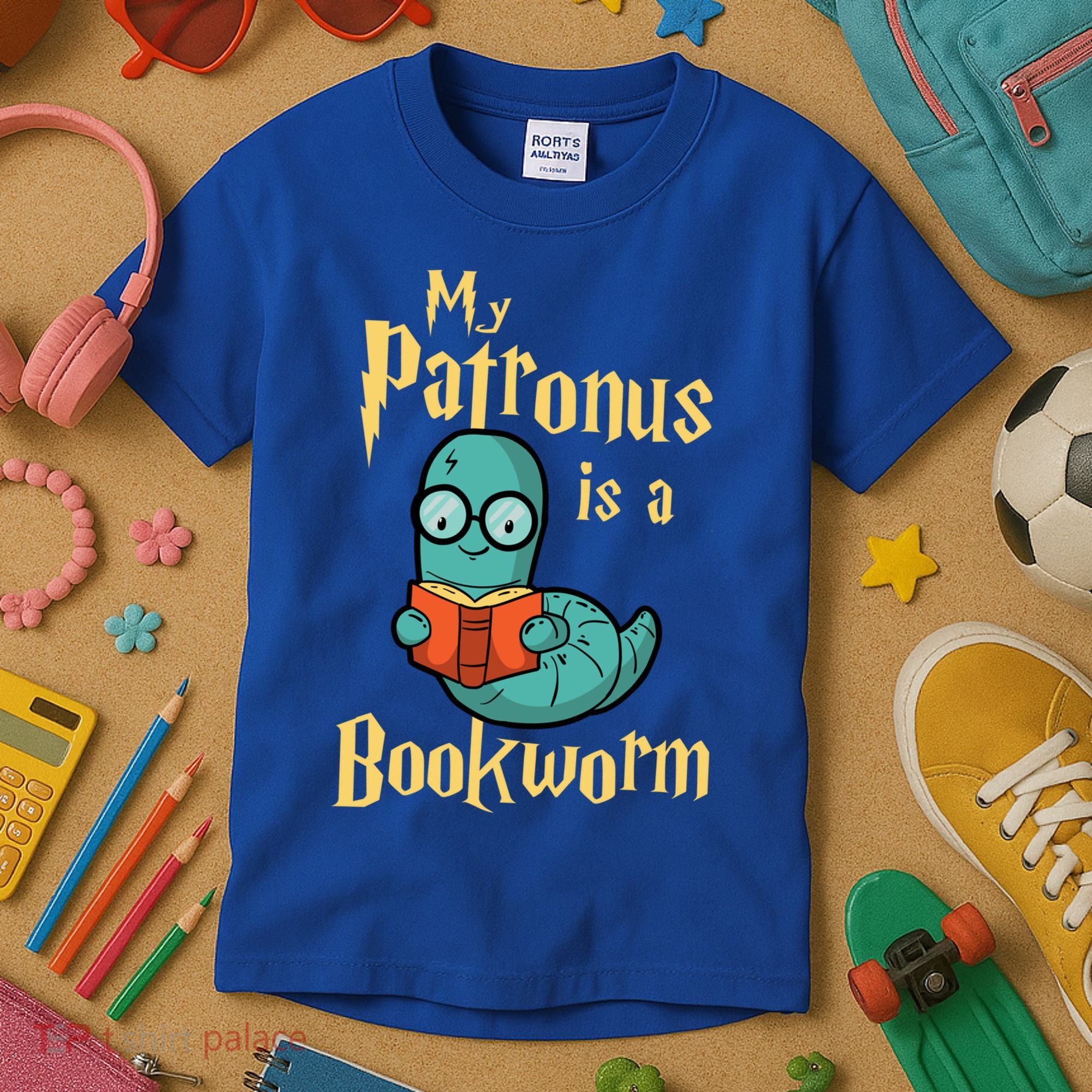 My Patronus Is A Bookworm Gift Funny Book Lover Gift And Reading Great Gift Kids T-Shirt