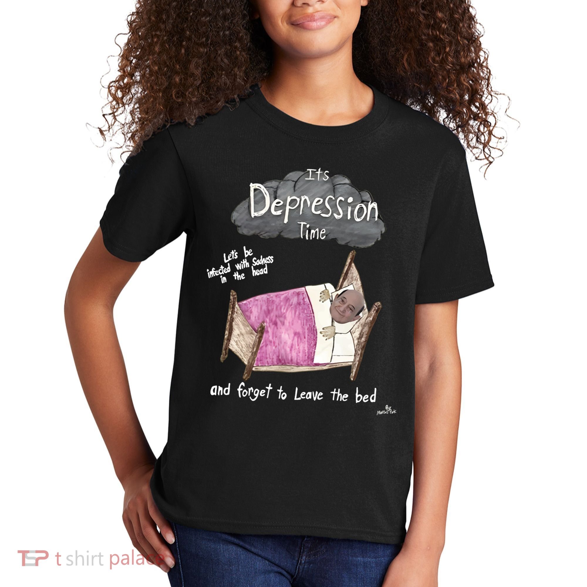 Marcus Pork ItS Depression Time And Forget To Leave The Bed Kids T-Shirt