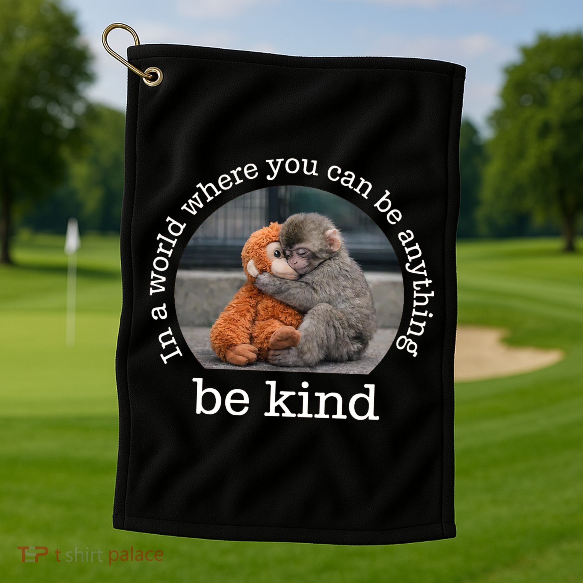 Monkey Punch In The World Where You Can Be Anything Be Kind Golf Towel