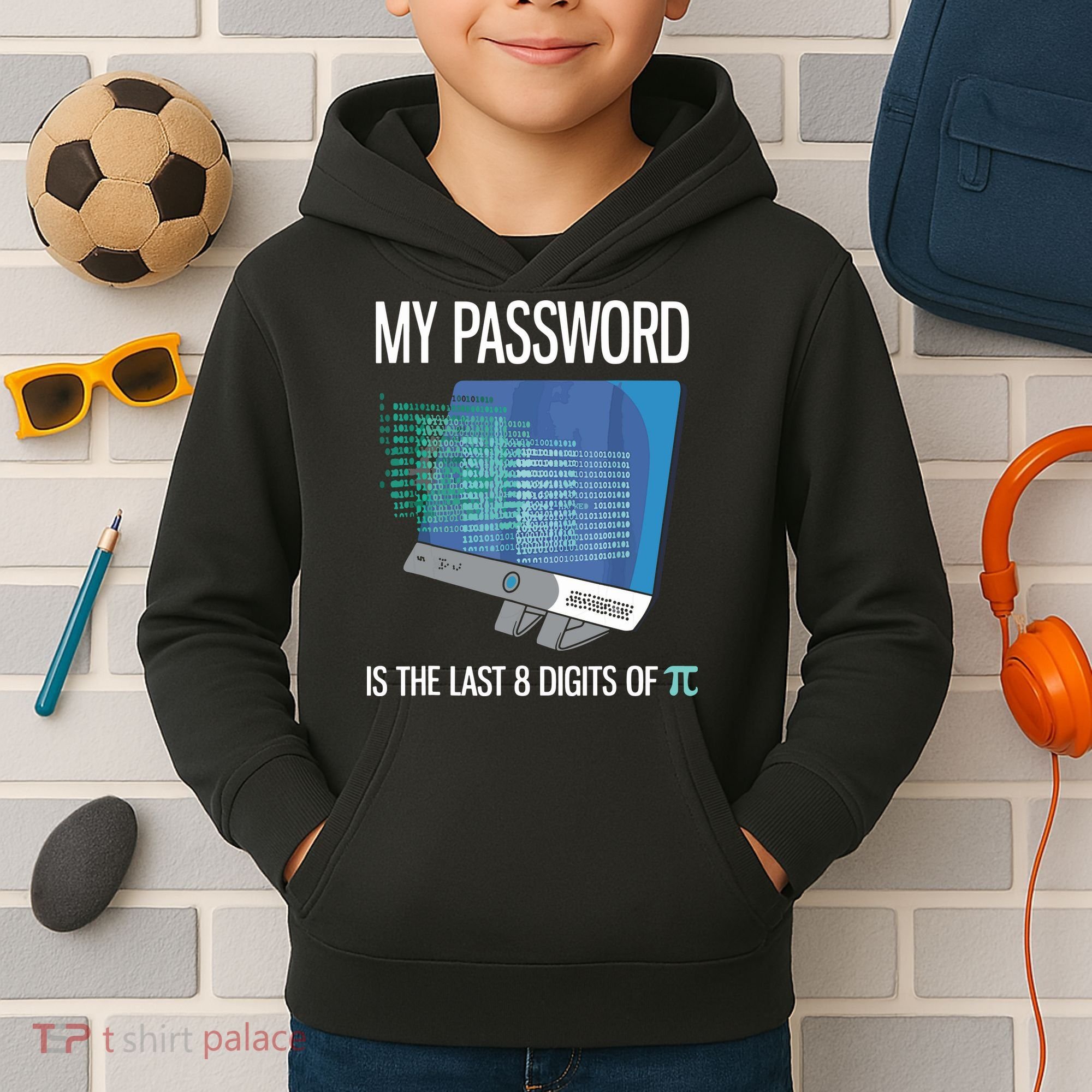 My Password Is The Last 8 Digits Of Pi Funny Programmer Kids Hoodie