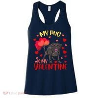 My Pug Is My Valentine Heart Funny Pug Valentines Day Women Women's Tank Top thumb 0