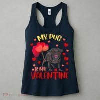 My Pug Is My Valentine Heart Funny Pug Valentines Day Women Women's Tank Top thumb 3