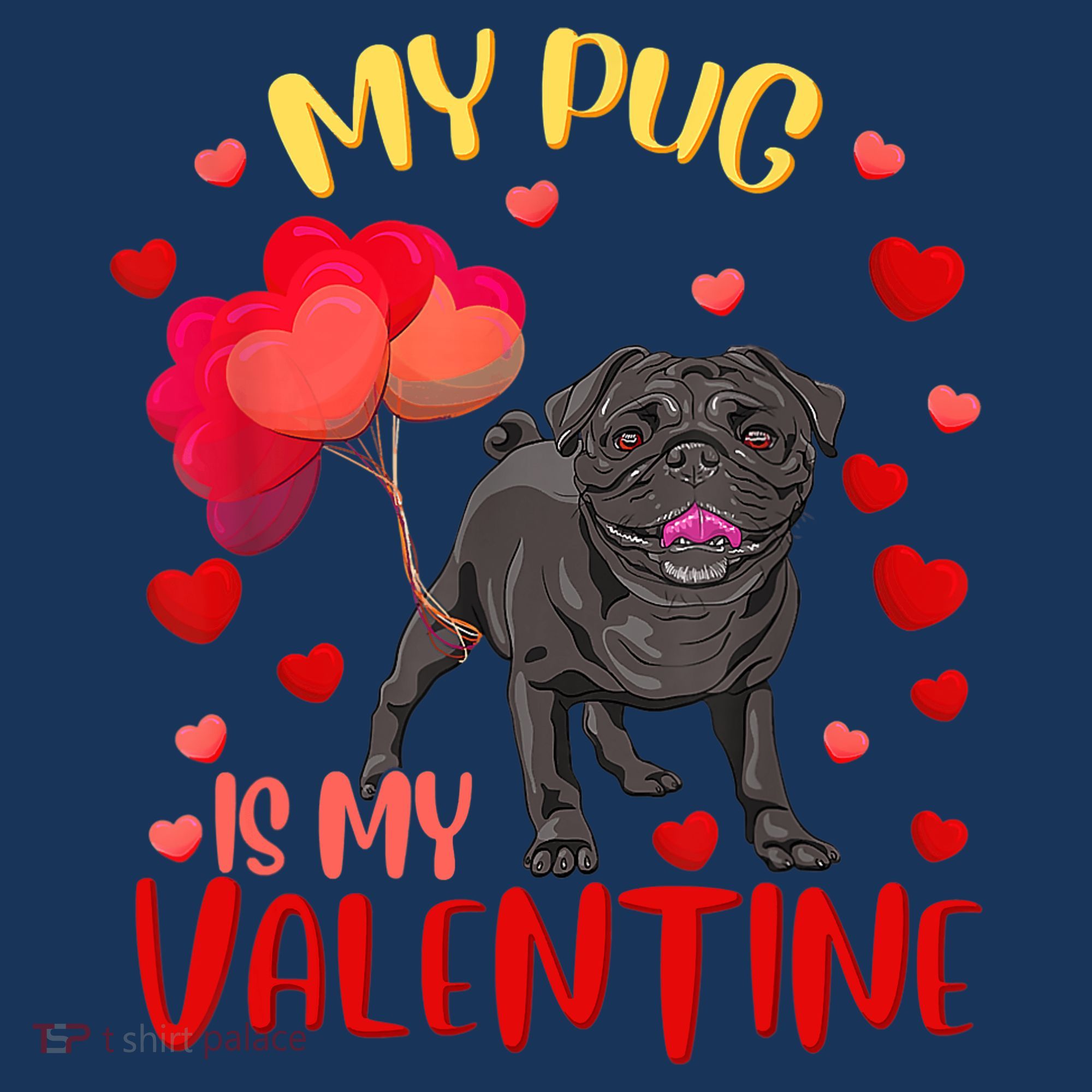 My Pug Is My Valentine Heart Funny Pug Valentines Day Women Women's Tank Top
