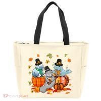 Manatee Pumpkin Leopard Buffalo Plaid Fall Thanksgiving Tote Bag thumb 0