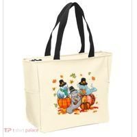 Manatee Pumpkin Leopard Buffalo Plaid Fall Thanksgiving Tote Bag thumb 2