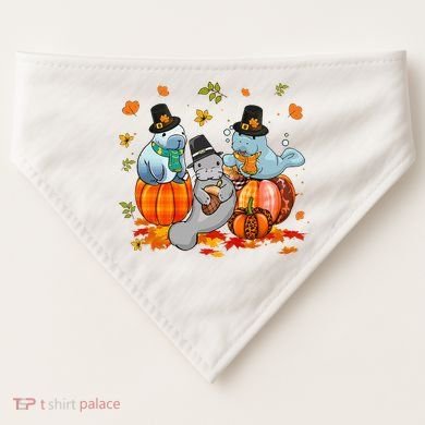 Manatee Pumpkin Leopard Buffalo Plaid Fall Thanksgiving USA-Made Doggie Bandana