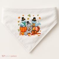 Manatee Pumpkin Leopard Buffalo Plaid Fall Thanksgiving USA-Made Doggie Bandana thumb 0