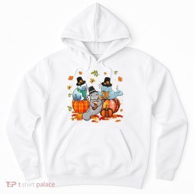 Manatee Pumpkin Leopard Buffalo Plaid Fall Thanksgiving Hoodie