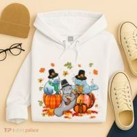 Manatee Pumpkin Leopard Buffalo Plaid Fall Thanksgiving Hoodie thumb 4