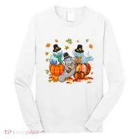 Manatee Pumpkin Leopard Buffalo Plaid Fall Thanksgiving Long Sleeve Shirt thumb 0