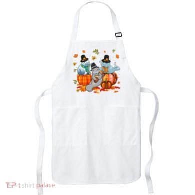 Manatee Pumpkin Leopard Buffalo Plaid Fall Thanksgiving Apron