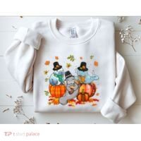 Manatee Pumpkin Leopard Buffalo Plaid Fall Thanksgiving Sweatshirt thumb 2