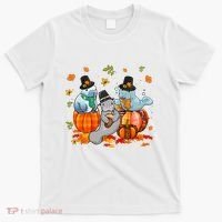 Manatee Pumpkin Leopard Buffalo Plaid Fall Thanksgiving T-Shirt thumb 0