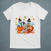 Manatee Pumpkin Leopard Buffalo Plaid Fall Thanksgiving T-Shirt thumb 5