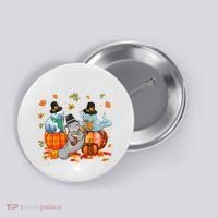 Manatee Pumpkin Leopard Buffalo Plaid Fall Thanksgiving Button thumb 0