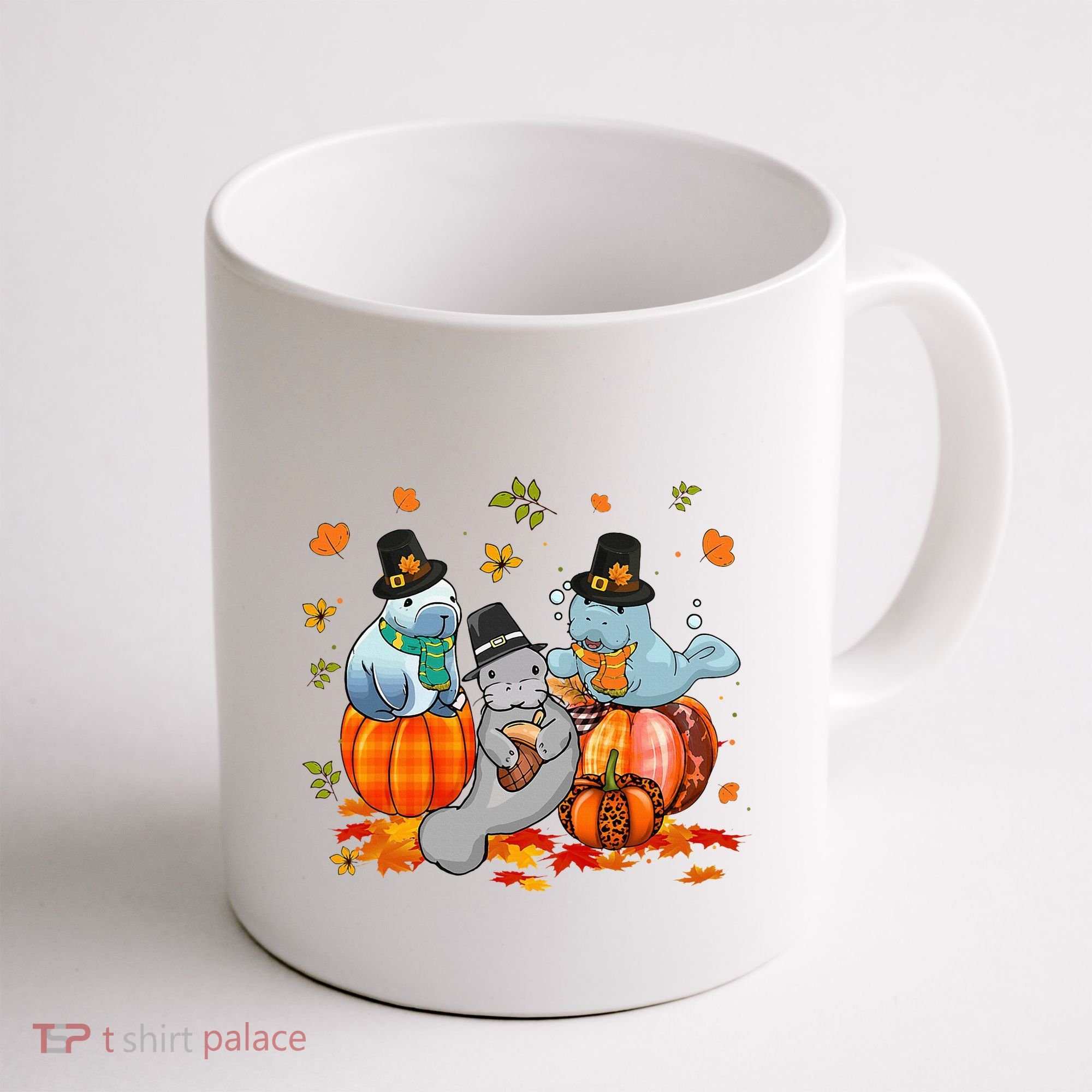 Manatee Pumpkin Leopard Buffalo Plaid Fall Thanksgiving Coffee Mug