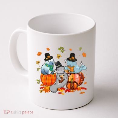 Manatee Pumpkin Leopard Buffalo Plaid Fall Thanksgiving Coffee Mug
