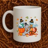 Manatee Pumpkin Leopard Buffalo Plaid Fall Thanksgiving Coffee Mug thumb 2