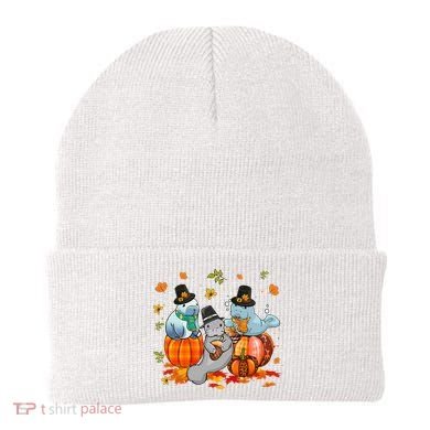 Manatee Pumpkin Leopard Buffalo Plaid Fall Thanksgiving Beanie