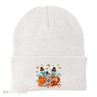 Manatee Pumpkin Leopard Buffalo Plaid Fall Thanksgiving Beanie thumb 0