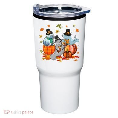 Manatee Pumpkin Leopard Buffalo Plaid Fall Thanksgiving Tumbler