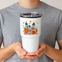 Manatee Pumpkin Leopard Buffalo Plaid Fall Thanksgiving Tumbler thumb 2