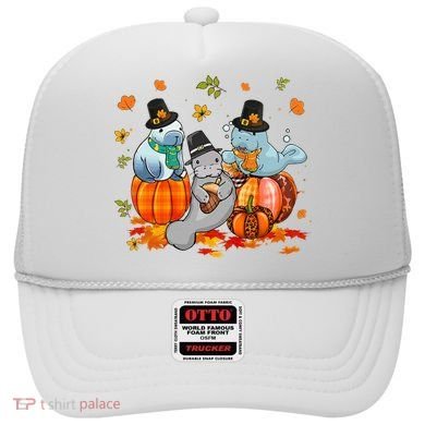 Manatee Pumpkin Leopard Buffalo Plaid Fall Thanksgiving Hat