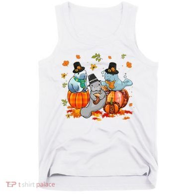 Manatee Pumpkin Leopard Buffalo Plaid Fall Thanksgiving Tank Top