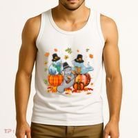 Manatee Pumpkin Leopard Buffalo Plaid Fall Thanksgiving Tank Top thumb 3