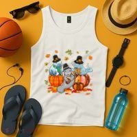 Manatee Pumpkin Leopard Buffalo Plaid Fall Thanksgiving Tank Top thumb 4