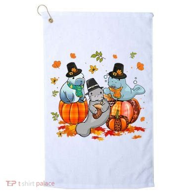 Manatee Pumpkin Leopard Buffalo Plaid Fall Thanksgiving Golf Towel