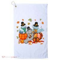 Manatee Pumpkin Leopard Buffalo Plaid Fall Thanksgiving Golf Towel thumb 0