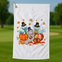 Manatee Pumpkin Leopard Buffalo Plaid Fall Thanksgiving Golf Towel thumb 1