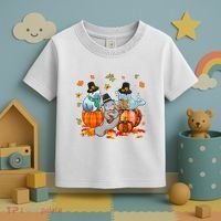 Manatee Pumpkin Leopard Buffalo Plaid Fall Thanksgiving Toddler T-Shirt thumb 3