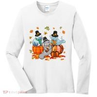 Manatee Pumpkin Leopard Buffalo Plaid Fall Thanksgiving Women's Long Sleeve Shirt thumb 0