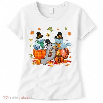 Manatee Pumpkin Leopard Buffalo Plaid Fall Thanksgiving Women's T-Shirt