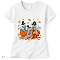 Manatee Pumpkin Leopard Buffalo Plaid Fall Thanksgiving Women's T-Shirt thumb 0