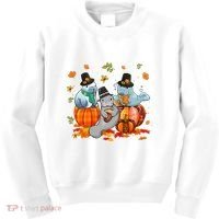 Manatee Pumpkin Leopard Buffalo Plaid Fall Thanksgiving Kids Sweatshirt thumb 0