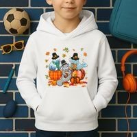 Manatee Pumpkin Leopard Buffalo Plaid Fall Thanksgiving Kids Hoodie thumb 2