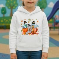 Manatee Pumpkin Leopard Buffalo Plaid Fall Thanksgiving Kids Hoodie thumb 3